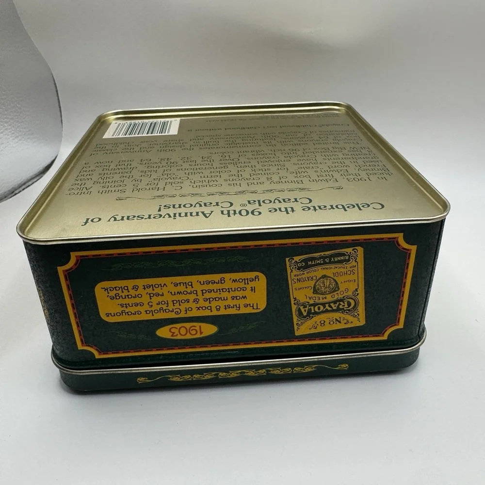 VTG Crayola‎ 90th Anniversary 1903 1993 Tin Box 64 Count Crayons Storage Case